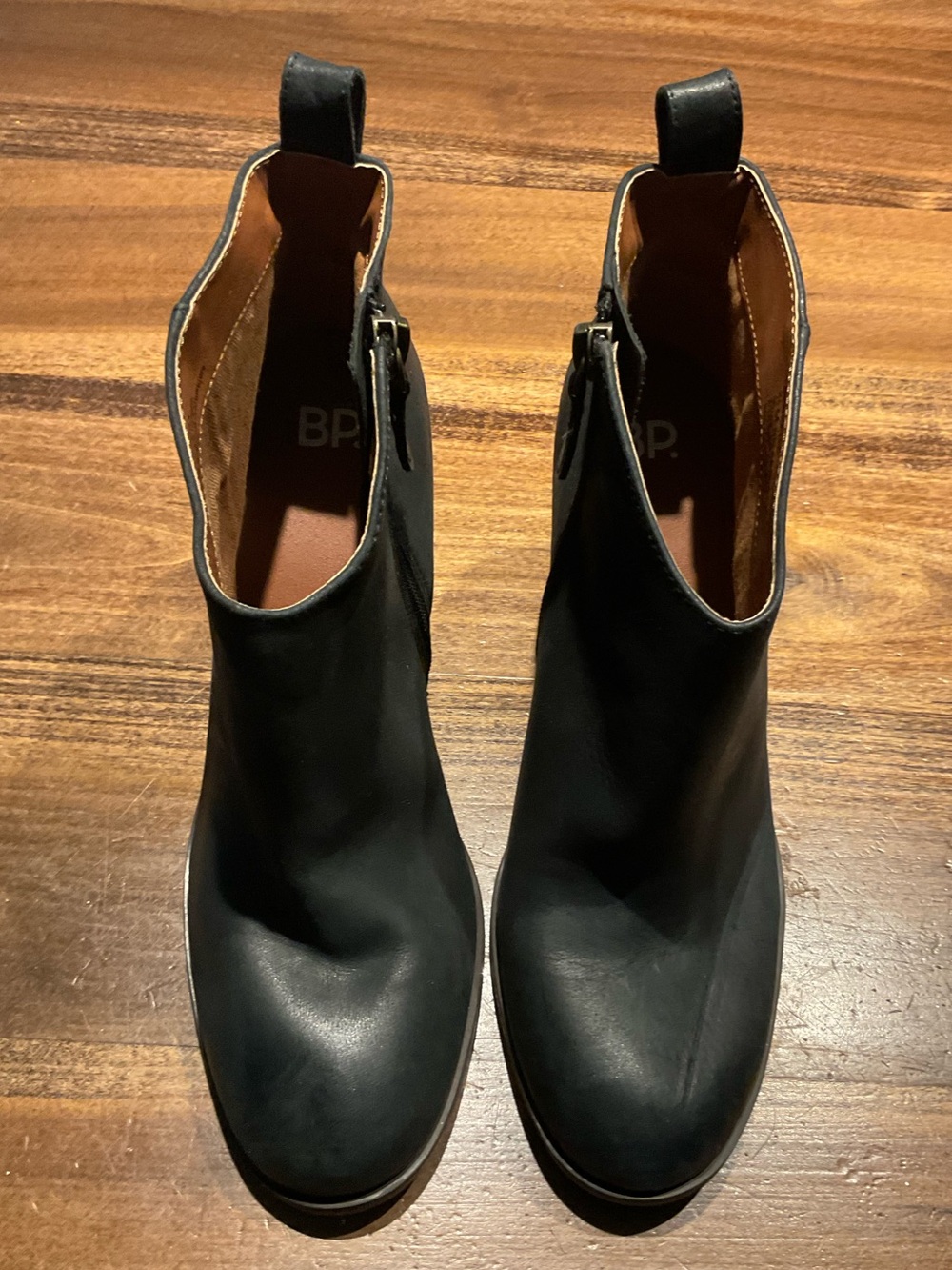NEW BP Lance Black Leather Block Heel Block Heel Ankle Boots